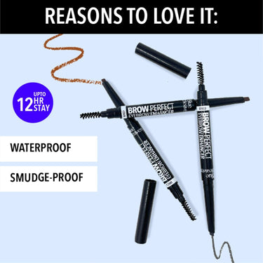 Blue Heaven Brow Perfect Eyebrow Enhancher, Long Lasting, Smudge Proof, Waterproof Eyebrow Pencil, One Swipe perfect finish, Black, 0.30gm